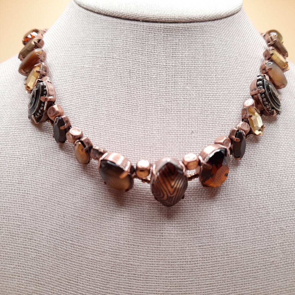 Chico's Beaded Necklace, Bronze Beads, New With Tags, 20"